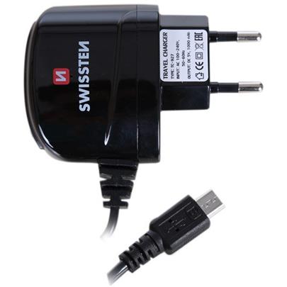 SWISSTEN TRAVEL CHARGER MICRO USB 1A POWER BLACK