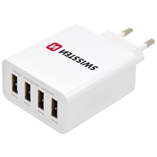 SWISSTEN TRAVEL CHARGER SMART IC WITH 4x USB 4,5A POWER WHITE