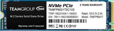 Team SSD M.2 128GB (R:1500, W:500), MP33 PCI-e Gen3.0 x4 NVMe 1.3