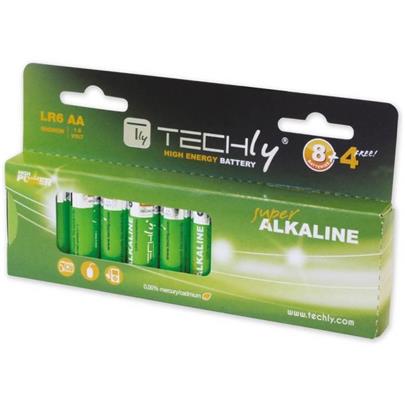 Techly alkalické baterie 1.5V AA LR6 12 ks