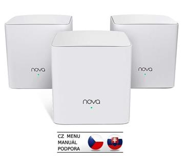 Tenda Nova MW5s (3-pack) WiFi AC1200 Mesh system Dual Band, 2x GLAN/GWAN,ostatní LAN,SMART CZ app.
