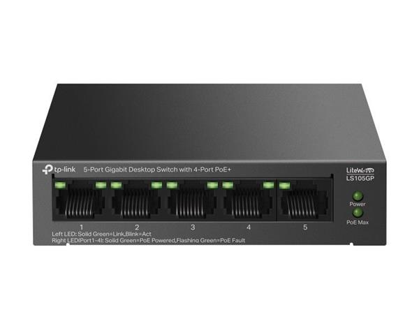 TP-Link LiteWave switch LS105GP (5xGbE, 4xPoE+, 65W, fanless)