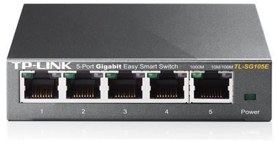 TP-Link TL-SG105E 5xLan Gigabit Desktop Easy Smart Switch, MTU/Port/Tag-based VLAN, QoS, IGMP Snooping