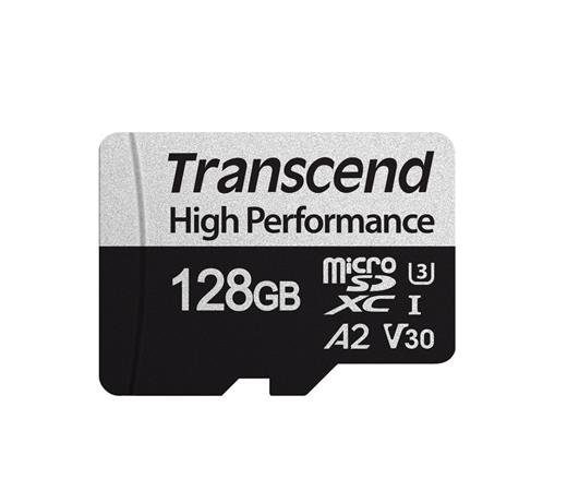 Transcend 128GB microSDXC 330S UHS-I U3 V30 A2 (Class 10) paměťová karta (bez adaptéru), 100MB/s R, 85MB/s W
