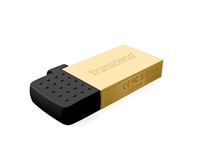 Transcend 16GB JetFlash 380G, USB 2.0/micro USB flash disk, OTG, malé rozměry, zlatě obarvený kov