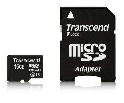 Transcend 16GB microSDHC UHS-I 400x Premium (Class 10) paměťová karta (s adaptérem)