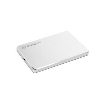 TRANSCEND 1TB StoreJet 25C3S, 2.5", USB-C (USB 3.1 Gen 1), Stylový externí hard disk, ultra-tenký, stříbrný