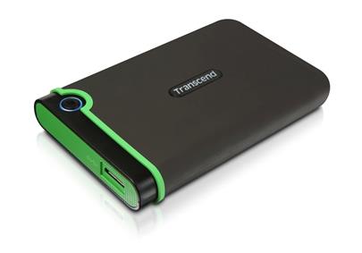 TRANSCEND 2TB StoreJet 25M3S SLIM, 2.5”, USB 3.0 (3.1 Gen 1) Externí Anti-Shock disk, tenký profil, šedo/zelený