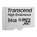 Transcend 64GB microSDXC UHS-I U1 (Class 10) High Endurance MLC průmyslová paměťová karta (s adaptérem), 95MB/s R,45MB/W