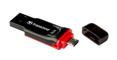 Transcend 8GB JetFlash 340, USB 2.0 flash disk, OTG USB/microUSB, malé rozměry, černá