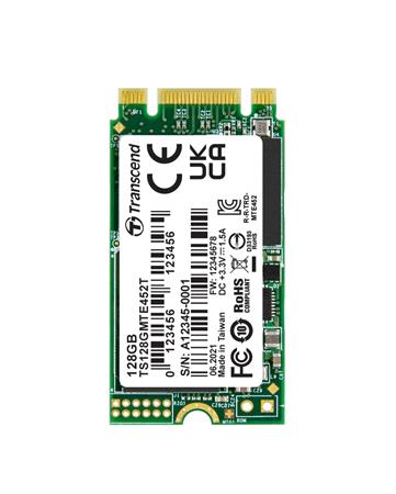 TRANSCEND MTE452T 128GB 3K P/E SSD disk M.2 2242, PCIe Gen3 x2 NVMe 1.3 (3D TLC), 1700MB/s R, 1250MB/s W