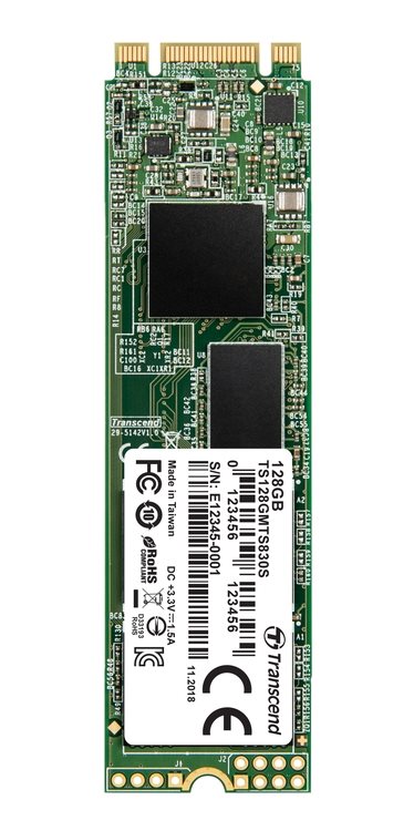 TRANSCEND MTS830S 128GB SSD disk M.2, 2280 SATA III 6Gb/s (3D TLC), 560MB/s R, 380MB/s W