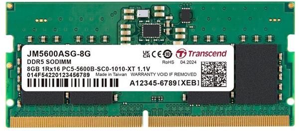 Transcend paměť 8GB JMDDR5 5600 SO-DIMM 1Rx16 1Gx16 CL46 1.1V