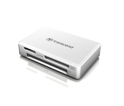 Transcend USB 3.1 čtečka paměťových karet, bílá - SDHC/SDXC (UHS-I), microSDHC/microSDXC (UHS-I), CompactFlash (UDMA7)