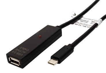 USB 2.0 aktivní prodlužovací kabel USB C(M) - USB A(F), 10m
