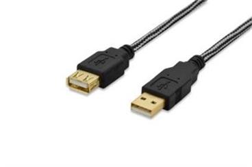 USB 2.0 prodlužovací kabel Ednet typ USB A/USB B, M/F černý 1,8m blister premium