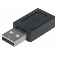 USB 2.0 Type-C to Type-A Adapter, Type-C Female to Type-A Male, Black