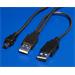 USB 2.0 Y kabel 2x USB A(M) - miniUSB 5pinB(M), černý, 0,6m