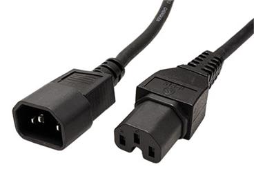 Value Kabel síťový prodlužovací, IEC320 C14 - IEC320 C15, 0,5m, černý