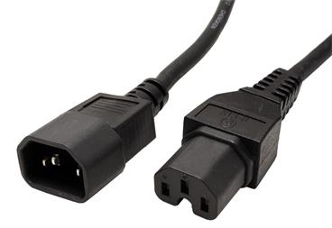 Value Kabel síťový prodlužovací, IEC320 C14 - IEC320 C15, 1m, černý