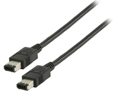 Valueline kabel FireWire/ 6-pin (M) - 6-pin (M)/ černý/ 2m