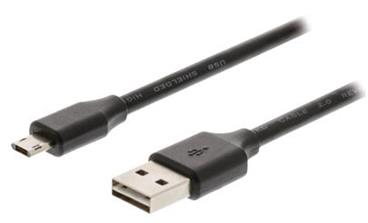 VALUELINE kabel USB 2.0/ zástrčka USB A – reverzibilní zástrčka USB B/ oboustranný/ 2m/ černý