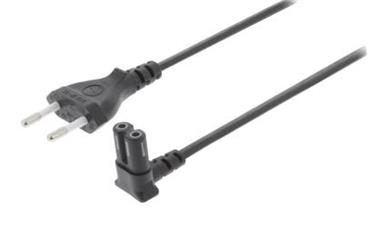 VALUELINE napájecí kabel EURO/ zástrčka (přímá) - konektor IEC-320-C7 (úhlový 90°)/ černý/ 2m