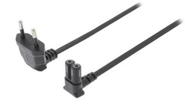 VALUELINE napájecí kabel EURO/ zástrčka (úhlová) - konektor IEC-320-C7 (úhlový 90°)/ černý/ 2m
