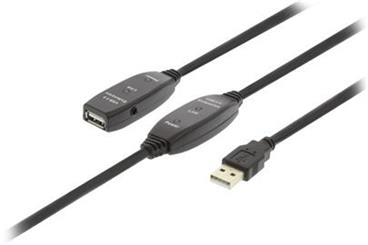 VALUELINE prodlužovací aktivní kabel USB 2.0/ zástrčka A - zásuvka A/ černý/ 25m