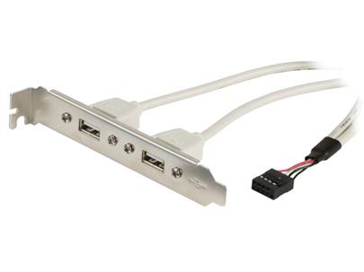 Valueline USB2.0, 2× interní 8-pinová zásuvka USB na záslepku 2x USBA, 0,50m, stříbrná