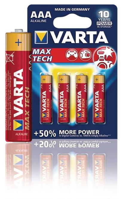 Varta VARTA-4703/4B - Alkalická Baterie AAA 1.5 V Max Tech 4-Blistr