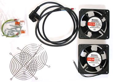 Ventilace pro nástěnné rozvaděče, 2 ventilátory,napájecí kabel, spojovací materiál