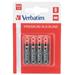 VERBATIM Alkalické baterie AAA, 4 PACK , LR3 (balení 100pcs)