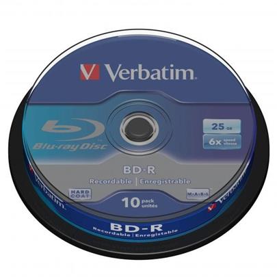 Verbatim Blu-ray BD-R [ Spindle 10 | 25GB | 6x | WHITE BLUE SURFACE HARD COAT ]