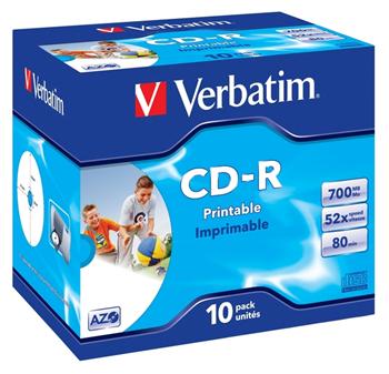Verbatim CD-R 700MB 80min 52x Crystal Printable jewel 10pack