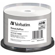 VERBATIM CD-R DataLifePlus 700MB/ 52x/ 80min/ silver thermal printable/ 50pack/ spindle