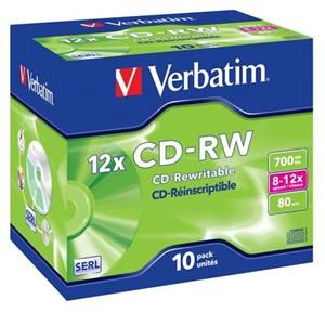 Verbatim CD-RW 700MB 80min. 8-12x jewel box, 10Pack