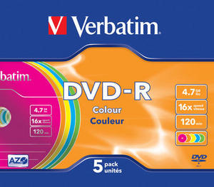 VERBATIM DVD-R AZO 4,7GB, 16x, colour, slim case 5 ks
