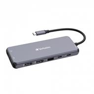 VERBATIM Hub USB-C Pro Multiport 14 Port, 5x USB-A, 2x USB-C, 2x HDMI, 1xVGA, RJ45, 3.5mm Jack audio, microSD/SD, šedá