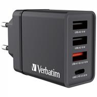 VERBATIM Univerzální adaptér CHR-30EU2, 30W, 1x USB-C, 3x USB černá