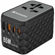 VERBATIM UTA-05 GaN III Univerzální cestovní adaptér s 2x USB-C PD 65W & QC 4+ / 2x USB-A