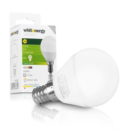 WHITENERGY LED žárovka, 3xSMD2835, B45, E14, 3W, bílá mléčná