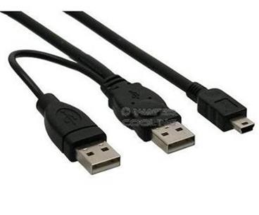Wiretek Kabel USB2.0 napájecí Y A/M + A/M mini 0,5m + 0,4m