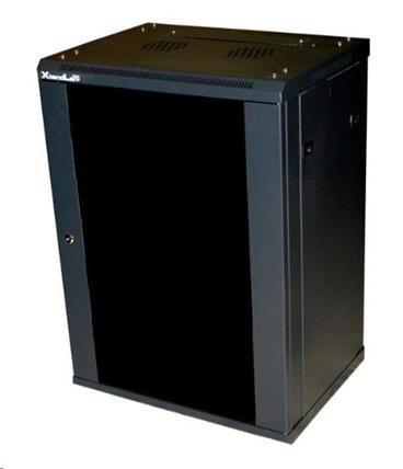 XtendLan 12U/600x450,na zeď, jednodílný, rozložený, skleněné dveře, černý