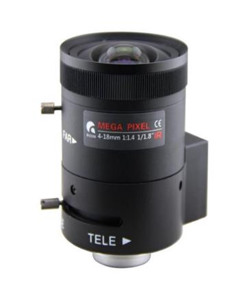 XtendLan Objektiv 1/1,8",Vari-focal, DC Drive,4-18mm, C-mount, IR přizpůsobení, do 2Mpix