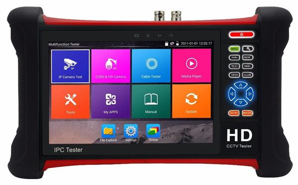 XtendLan Ruční tester IP/HDMI/CVBS/AHD/CVI/TVI do 8Mpix, 7" TFT retina FullHD, 12V/3A+PoE out