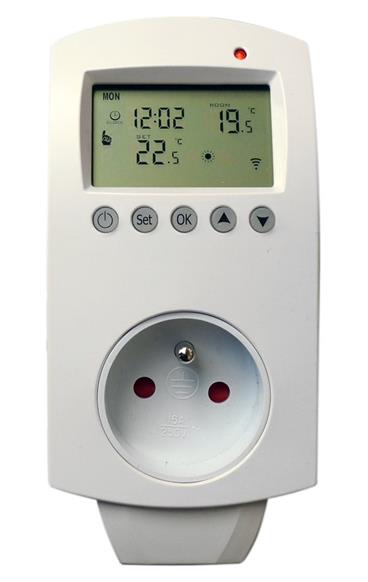 XtendLan Wi-Fi termostatická zásuvka/ 16A/ senzor/ displej/ kalendář/ časovač/ TUYA/ bílá
