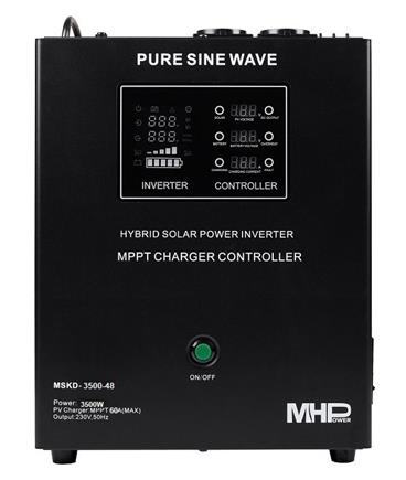 Záložní zdroj MHPower MSKD-3500-48, UPS, 3500W, čistý sinus, 48V, solární regulátor MPPT