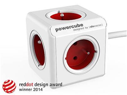 Zásuvka prodlužovací PowerCube EXTENDED 5-ti rozbočka, kabel 3m, Red