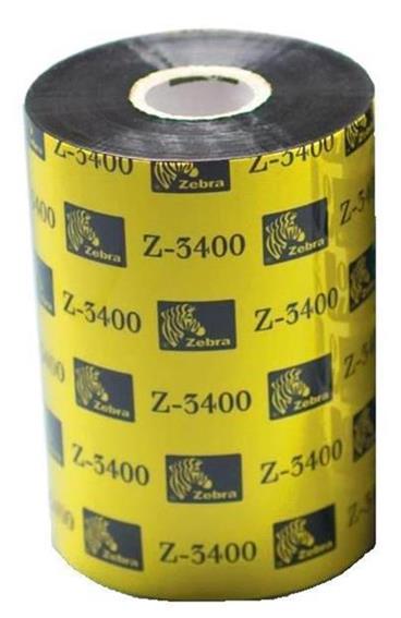 Zebra Wax/Resin Ribbon, 40mmx450m, 3400; High Performance, 25mm core, 6/box